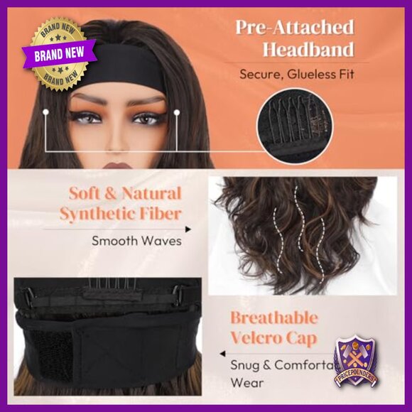 Human Hair Clip-in Bangs with Body Wave Headband Wig main image 4